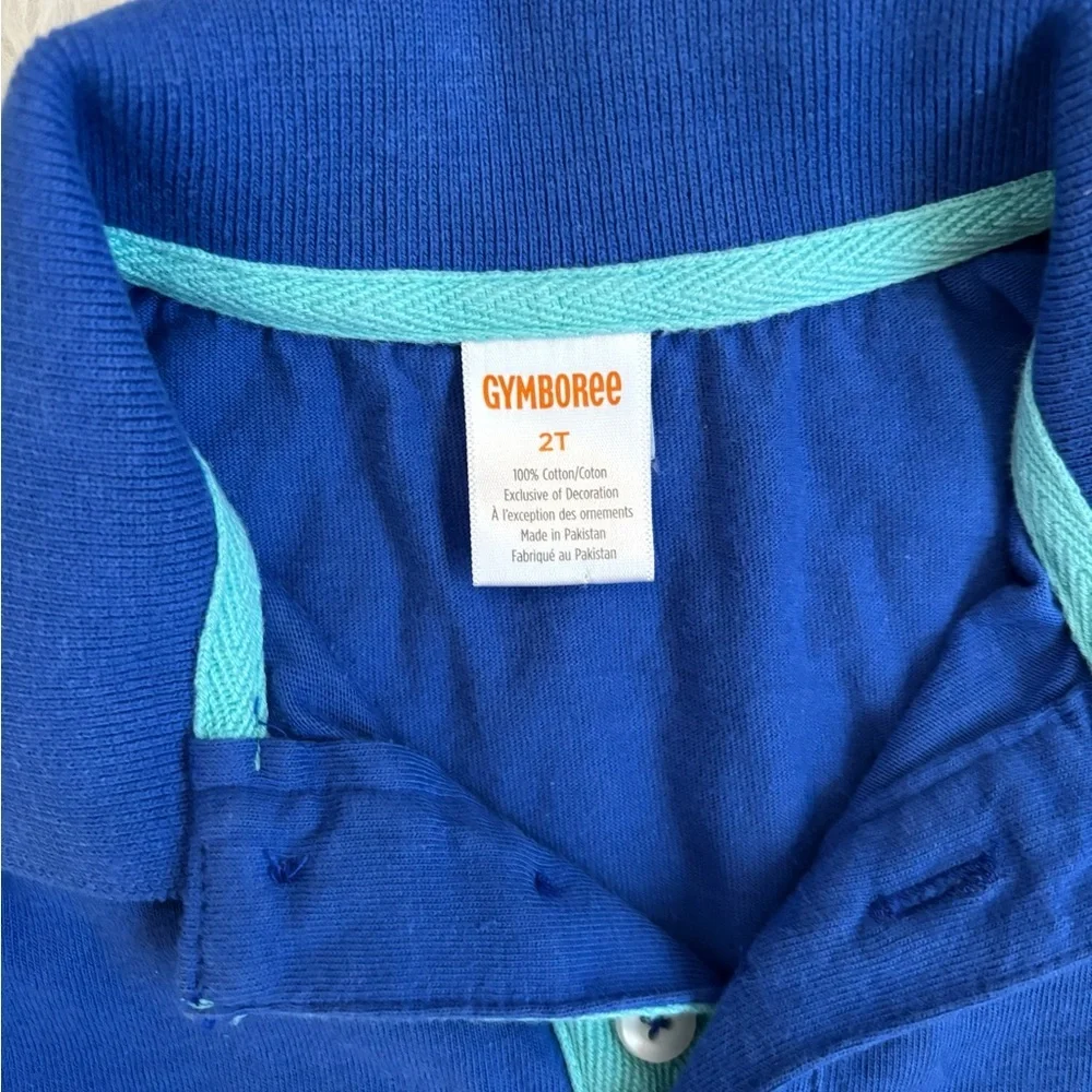 Gymboree Toddler Royal Blue Polo with Colorful Ocean Fish Appliqué